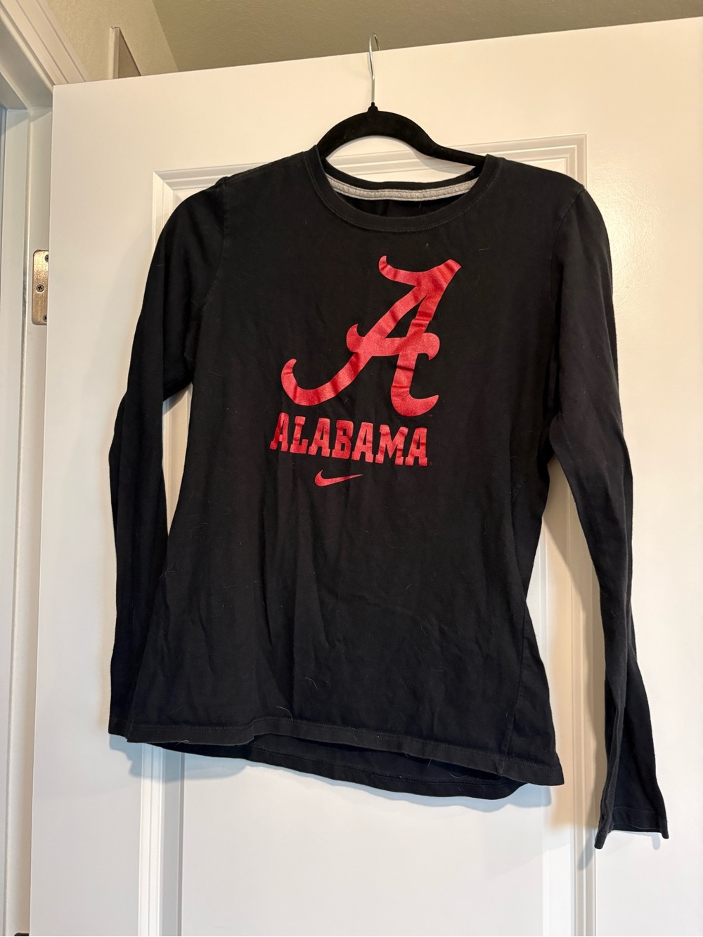 Nike Black Slim Fit Long Sleeve Tee with University of Alabama Logo